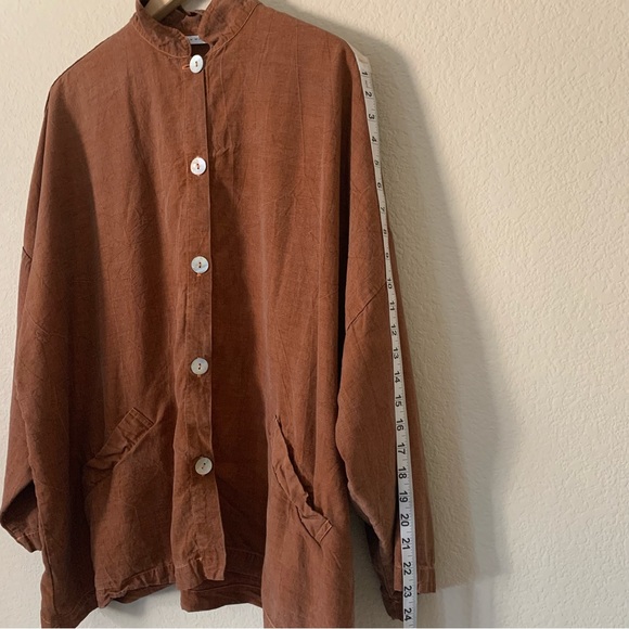Bryn Walker Danuta Jacket Size Large 100% Tencel Lagenlook Mandarín Collar READ - Picture 5 of 13